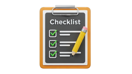 Checklist with Pencil and Checkmarks