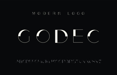 Modern Luxury Serif Alphabet With Geometric Half Fill Design, For Premium Branding And Logo Design, 