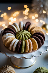 Assorted Donuts and Pastries on Elegant Stand.