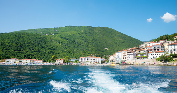view from a boat trip croatian ocean, to Moscenicka Draga tourist resort