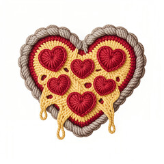 Cute Heart Shaped Pizza Illustration with Melted Cheese.