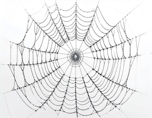 Obraz premium Delicate Black Spiderweb Against a Plain White Background in Graphic Design
