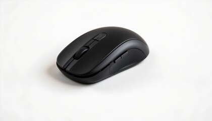 A black wireless computer mouse is shown against a white background, with a small thumbnail in the bottom right corner.