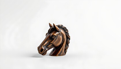 A realistic rendering of a horse in mid stride against a neutral background. It showcases the detailed design and sculptural qualities of the artwork.