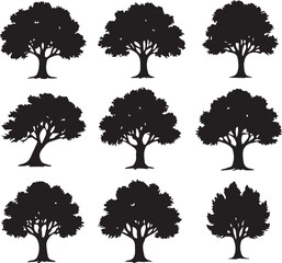 Diverse Tree Silhouettes Collection | Nature Icons, Forest Elements & Minimalist Plant Graphics
