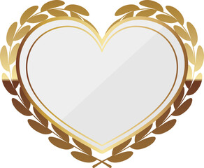 ハート型の月桂冠エンブレム　ホワイト＆ゴールド