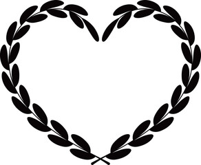 ハート型の月桂冠フレーム　ブラック