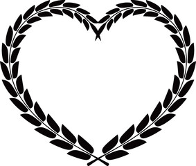 ハート型の月桂冠フレーム　ブラック