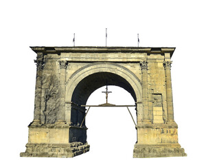 Fototapeta premium The Arch of Augustus in Aosta. A monument to the Roman victory over the Salassi tribe, erected in 25 BC. Aosta Valley in northern Italy