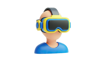 3D Cartoon Character Wearing VR Headset