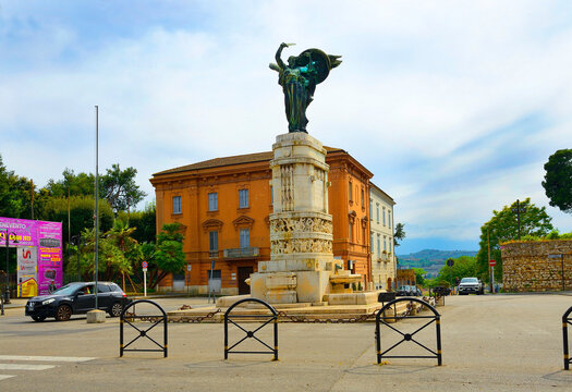 Benevento, Italy &ndash; Square and War Memorial from 1929 (Monumento ai Caduti della Guerra). Benevento is a city of Campania, Italy, capital of the province of Benevento, northeast of Naples