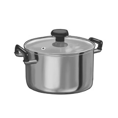 Cooking Pot Isolated on Transparent Background, Hand Drawn Kitchen Illustration