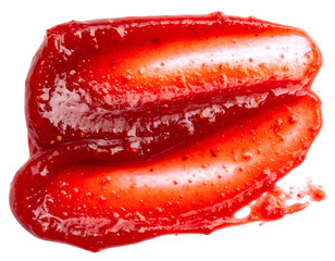 Thick strawberry jam smear isolated on transparent background