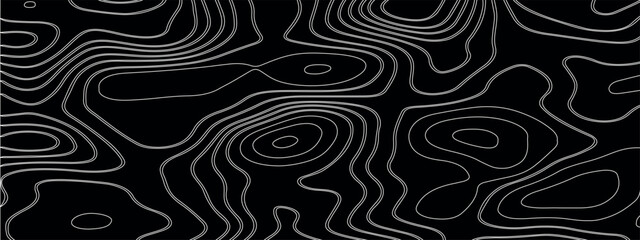 an abstract image of smooth contour lines - similar to a topographic map or the texture of a tree - painted in soft white color on a black background.