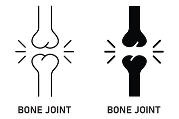 Human bone joint icon vector line and fill style. Human knee bone joint icon. Arthritis  joint pain icons. Osteoporosis icon isolated on white background. Vector illustration.