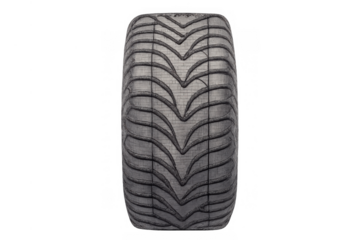 Tire tread design detail providing grip and traction for automotive wheel, isolated on transparent background