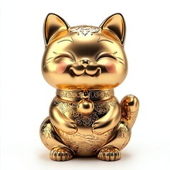 Golden lucky cat figurine bringing joy.