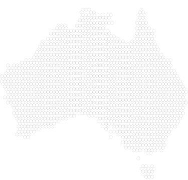Australia &ndash; hexagonal grid vector map (LCC projection, PPT-compatible & fully editable)