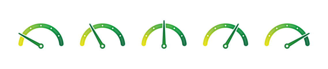 Green color, five-step semi-circular dial concept. Dial concept for the world of business, education, sports, and technology