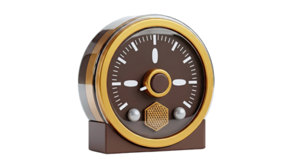 Retro Clock with Brown and Gold Accents