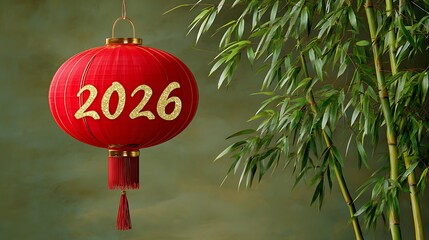 Red lanterns hanging in bamboo groves