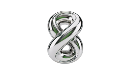 Silver Infinity Symbol on White Background