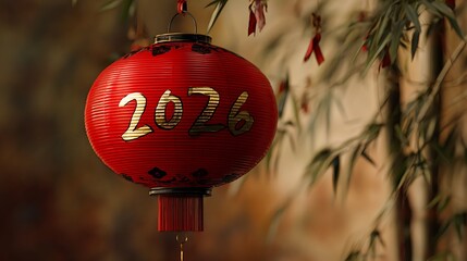 Red lanterns hanging in bamboo groves