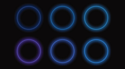 Naklejka premium Abstract glowing light waves and circles on a dark background in a modern colorful design