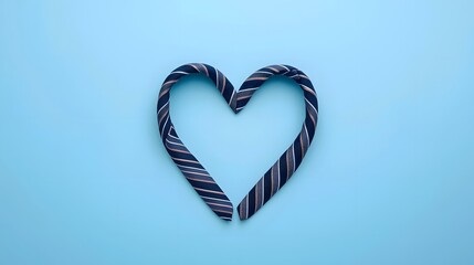 Heart-shaped Tie: Two business ties arranged in a heart shape, set against a calming blue backdrop, symbolizes love.