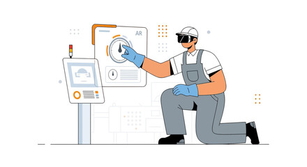 Augmented reality in industrial maintenance concept technician using vr glasses interface