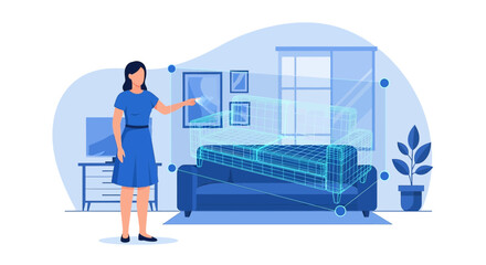 Augmented reality shopping modern interior design technology for online furniture customization in