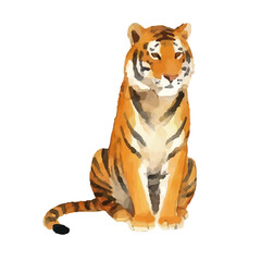 Watercolor-style tiger illustration／虎