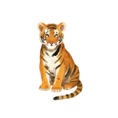 Naklejka premium Watercolor-style tiger illustration／虎