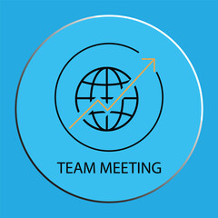 Global Market Growth and Financial Progress Icon on Blue Background