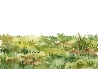 Watercolor-style grass illustration／芝生