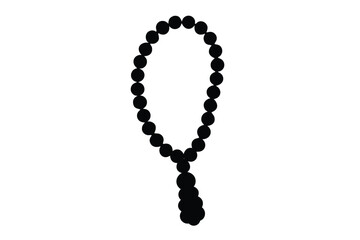 A black beaded necklace with a tassel on a white background elegant jewelry illustration with tassel necklace and fashion accessory