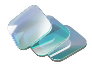 Creative geometric Abstract hologram gradient glass isolated on transparent png background. Ads product technology platform dynamic futuristic display. 3D render illustration