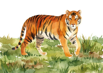 Watercolor-style tiger illustration／虎
