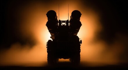 Air Defense Missile System Silhouette in Dramatic Backlight
