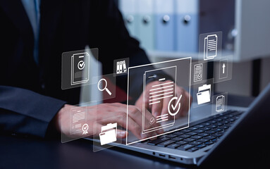 Audit and compliance business concept, reviewing internal financial processes, ensuring regulatory adherence, financial examination, and governance for organizational management systems.