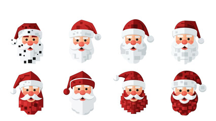 Obraz premium Various santa claus head portraits in flat vector style for christmas designs