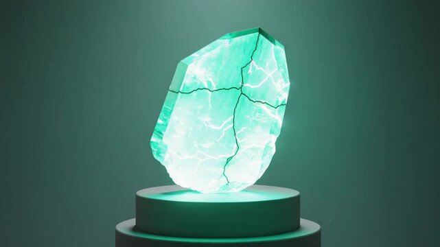 A cracked gem mending itself under faint light 4K