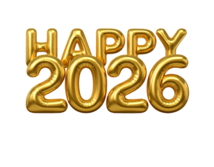 Happy 2026 balloons isolated on transparent background isolated on transparent background