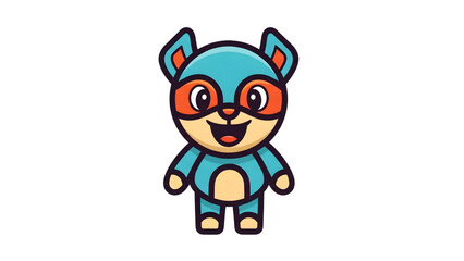 Cute cartoon character in blue superhero costume smiling