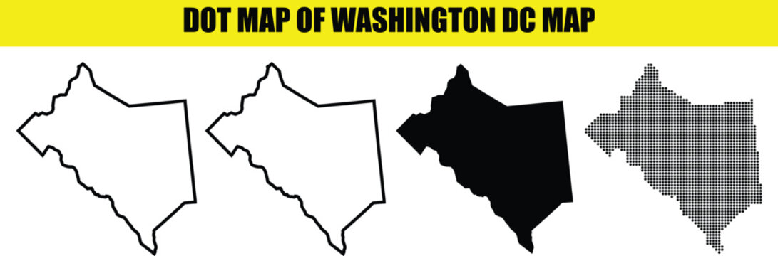 set of vector illustration of the dot map of Washington DC
