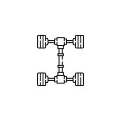 Car chassis icon, Car body Symbol Outline icon Transparent background Editable Stroke