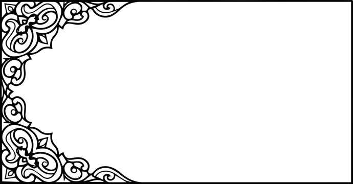 Elegant Ornamental Frame with Arabesque Floral Pattern, Decorative Border for Wedding Invitations or Stationery