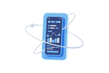 Smartphone with health monitoring app in modern minimalist design with blue pastel color and soft lighting for mobile health technology