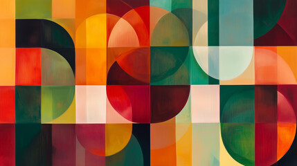 Colorful abstract geometric pattern with circles and squares for modern art concept