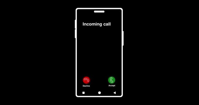 Incoming call ring icon Screen Animation black background. Smartphone ringing with incoming call animation. animated incoming call concept